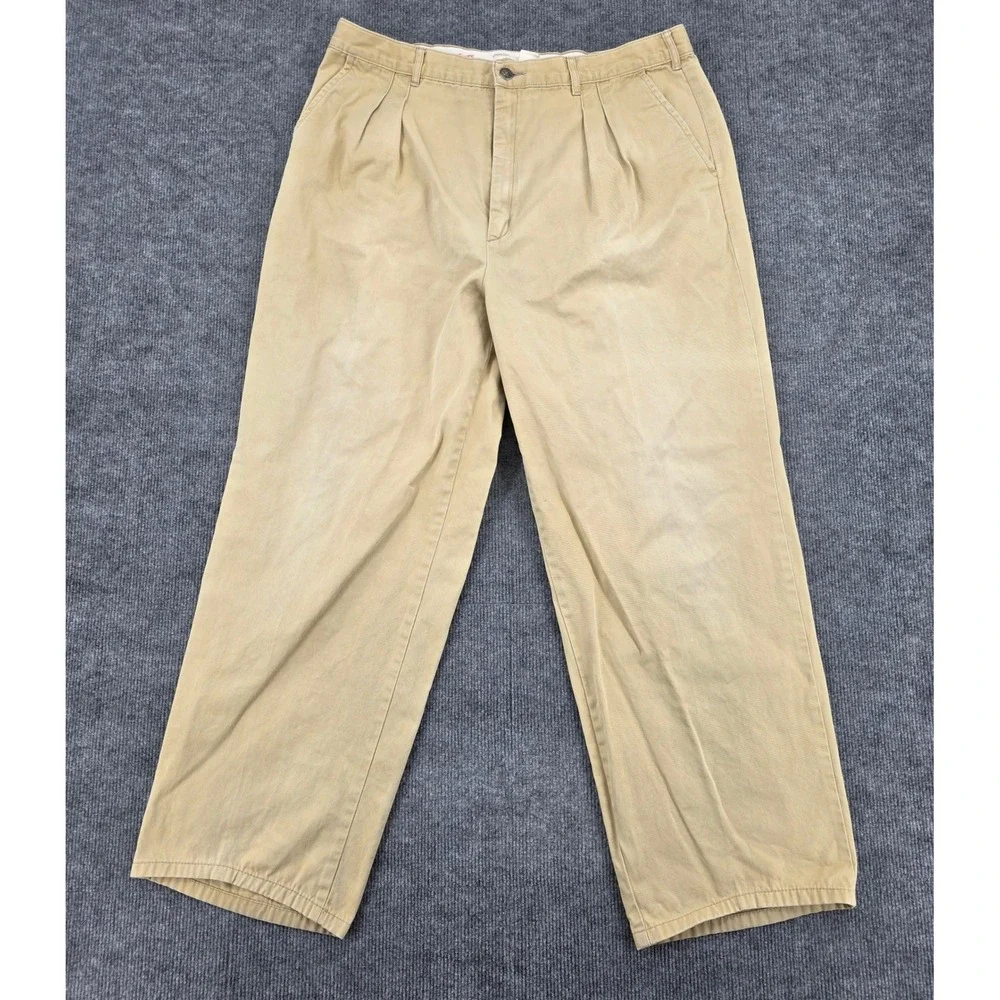 Vintage Coca-Cola Khaki Pleated Chinos Mens 36x29 Relaxed Straight Tan Pants USA